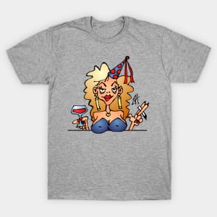 Drunken woman on a birthday party T-Shirt